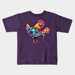 Chicken Futuristic Pepperoni Pizza Kids T-Shirt